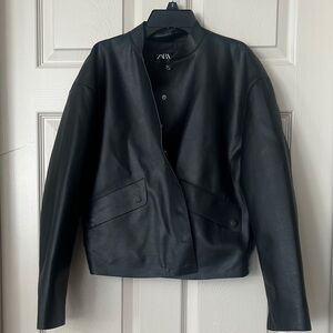 Zara Women's Classic Black Leather Jacket